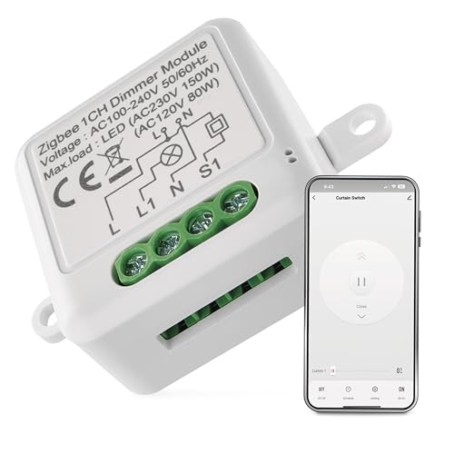 EMOS GoSmart Dimmer-Modul/Zigbee Smart Switch mit App, dimmbarer Unterputz Dimmschalter zur Fernsteuerung, Sprachsteuerung der Beleuchtung mit Alexa & Google Home, für Einzelschalter von EMOS
