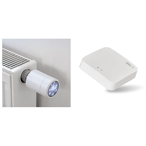 EMOS GoSmart Heizkörperthermostat Set mit Zigbee-Gateway, programmierbarer ZigBee Smart Home Thermostat mit App, einstellbare Hysterese, Tuya, Smart Life, Alexa, Google Assistant von EMOS