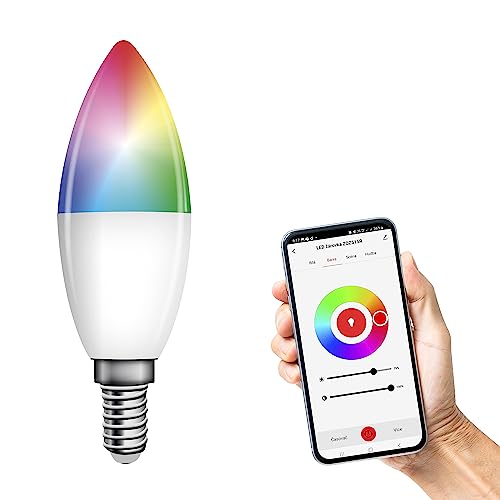 EMOS GoSmart LED-Kerzenlampe, ZigBee LED 4,8W Ersatz für 40W, Helligkeit 470 lm, RGB, Lichtfarbe 2700-6500 K, ZigBee Gateway, kompatibel mit Tuya GoSmart-App, Sprach-Assistant, E14 Sockel, Weiß von EMOS