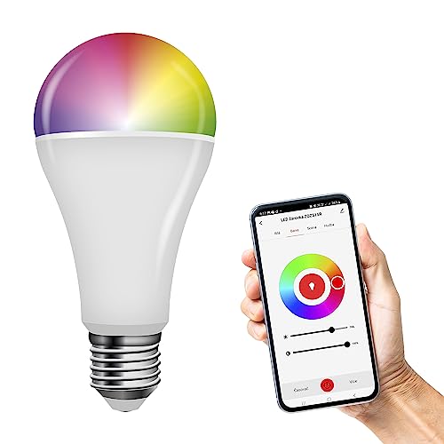 EMOS GoSmart LED-Lampe A65, WiFi LED 14W Ersatz für 94W, Helligkeit 1400 lm, RGB, Lichtfarbe 2700-6500 K, WiFi Konnektivität, kompatibel mit Tuya GoSmart-App, Sprach-Assistant, E27 Sockel von EMOS