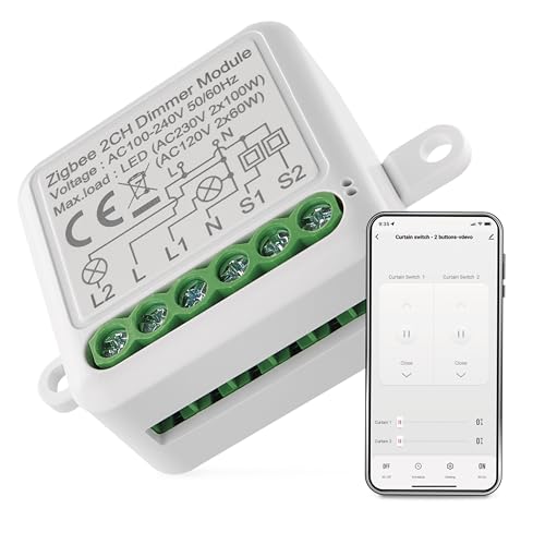 EMOS GoSmart Dimmer-Modul/Zigbee Smart Switch mit App, dimmbarer Unterputz Dimmschalter zur Fernsteuerung, Sprachsteuerung der Beleuchtung mit Alexa & Google Home, für Doppelschalter von EMOS