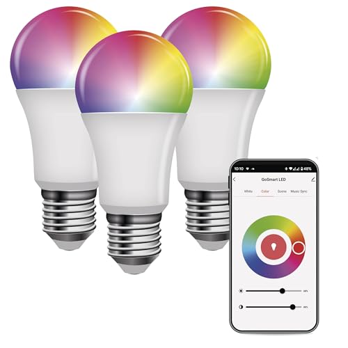 EMOS GoSmart - Smart Home RGB LED-Lampe A60 mit App, 3 Stück - E27 - dimmbar, mehrfarbig & Weißtöne - 1050lm - sparsam, 11W (statt 75W Glühbirne) - 20 000 Stunden - ZigBee - Google Home und Alexa von EMOS