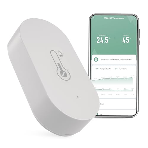EMOS GoSmart - Smart Home Thermometer mit App - Innentemperaturbereich -20°C bis +60°C - einstellbare Temperatureinheit °C/°F - Inkl. Batterie - Google Home und Alexa kompatibel - weiß von EMOS