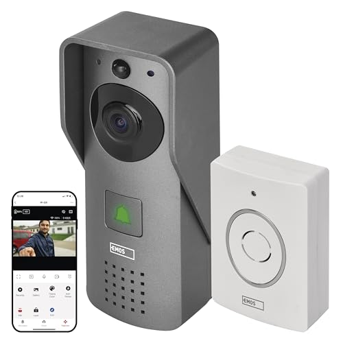 EMOS GoSmart Video-Türklingel IP-09D CLOC mit WiFi und App, wasserfeste Smart Home Videoklingel 1080p Kameraeinheit, Klingel und Netzteil, Türschloss-Steuerung, kompatibel mit Alexa, Google Assistant von EMOS