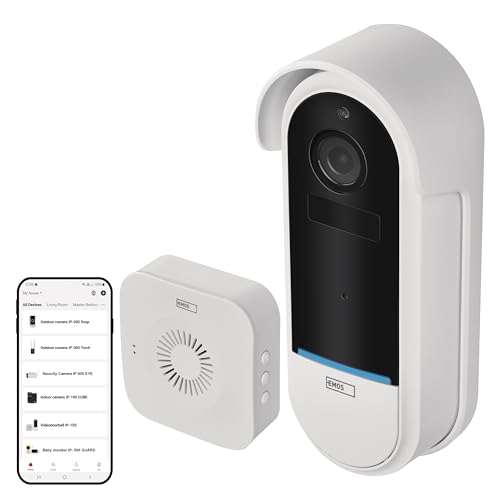 EMOS GoSmart Video-Türklingel IP-15S DC mit WiFi und App, kabellose Smart Home Videoklingel mit 1080p Kameraeinheit inkl. Akku, kompatibel mit Alexa, Google Assistant von EMOS