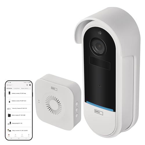 EMOS GoSmart - Smart Home Video Türklingel mit App - WiFi - Full HD 1080p wetterfeste Kamera mit Akku - Klingel, Nachtsicht, Bewegungserkennung, Diebstahlschutz - Google Home & Alexa kompatibel - weiß EMOS GoSmart - Smart Home Video Türklingel mit App - WiFi - Full HD 1080p wetterfeste Kamera mit Akku - Klingel, Nachtsicht, Bewegungserkennung, Diebstahlschutz - Google Home & Alexa kompatibel - weiß von EMOS