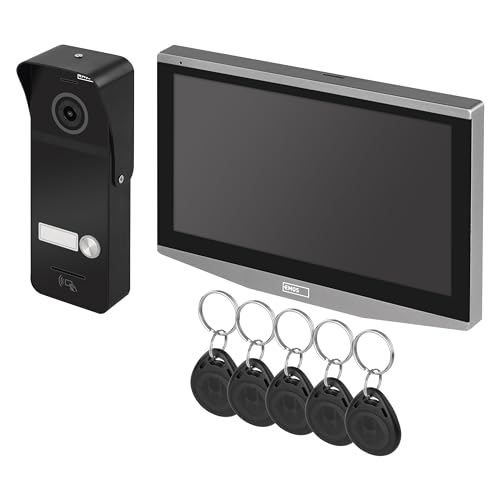 EMOS GoSmart Video-Türsprechanlage mit WiFi und App, wasserdichte Full-HD Kamera (2MP/1080p) mit IR-Nachtsicht und RFID-Chips, Monitor mit 7'' LCD-Farbdisplay, Snapshot, Aufnahme, Türschloss-Steuerung von EMOS