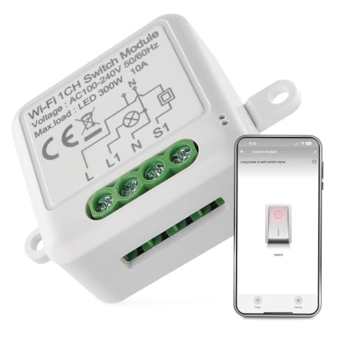 EMOS GoSmart WiFi Lichtschalter-Modul/WLAN Smart Switch mit App, Unterputz Relais-Schalter zur Fernsteuerung, Sprachsteuerung der Beleuchtung mit Alexa & Google Home, für Einzelschalter von EMOS