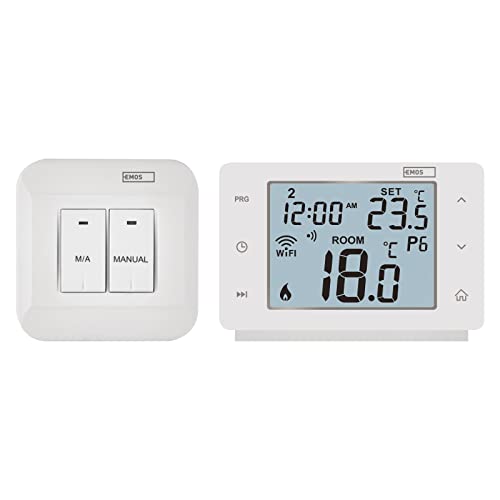 EMOS GoSmart WiFi Raumthermostat mit App, programmierbarer Smart Thermostat für Heizung, Kühlung, drahtloser Zimmerthermostat kompatibel mit Tuya, Alexa, Google Assistant, einstellbares Differential von EMOS