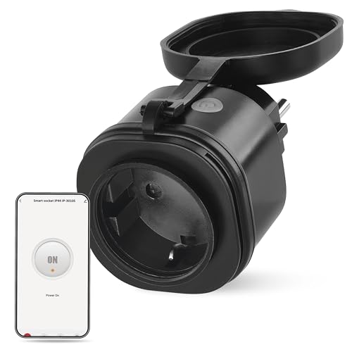 EMOS GoSmart ZigBee Outdoor Steckdose 16A, 2,4GHz Smart Steckdose mit Timer und Stromzähler, IP44, manuell oder mit Smart-App gesteuert, kompatibel mit Amazon Alexa, Google Assistant, schwarz von EMOS