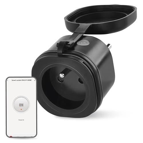 EMOS GoSmart ZigBee Outdoor Steckdose 16A, 2,4GHz Smart Steckdose mit Timer und Stromzähler, IP44, manuell oder mit Smart-App gesteuert, kompatibel mit Amazon Alexa, Google Assistant, schwarz von EMOS