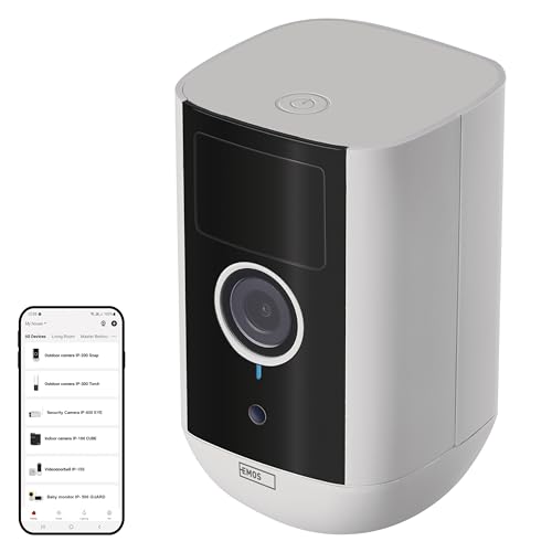 EMOS GoSmart universale Überwachungskamera mit WiFi und App, Indoor/Outdoor 1080p IP-Kamera, kabellose Smart Home Haustierkamera kompatibel mit Alexa, Google Assistant von EMOS