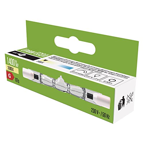 EMOS Halogen-Röhre 80 W, Länge: 78 mm (7,8 x 0,8 cm), ECO Halogenstablampe, Warmweiß 3000 K, 1400 lumen, R7S-Sockel, J78 230V/80 W, 1 Stück von EMOS