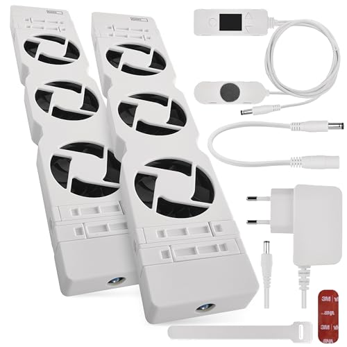 EMOS Heizung-Ventilator zum Sparen von Energie und Heizkosten, Starterset DUO, 2 Stück Heizgebläse inkl. Temperatursensor mit Regler, Ladegerät und Zubehör, Luftdurchsatz 36 m3/h pro Ventilator von EMOS
