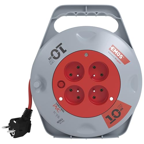 EMOS - Kabeltrommel 4x French-Steckdose, Kabellänge 10 Meter, FRENCH-Standard, PVC EMOS - Kabeltrommel 4x French-Steckdose, Kabellänge 10 Meter, FRENCH-Standard, PVC von EMOS