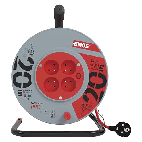EMOS - Kabeltrommel mit 4 French-Steckdosen, Kabellänge 20 Meter, French-Standard, PVC EMOS - Kabeltrommel mit 4 French-Steckdosen, Kabellänge 20 Meter, French-Standard, PVC von EMOS