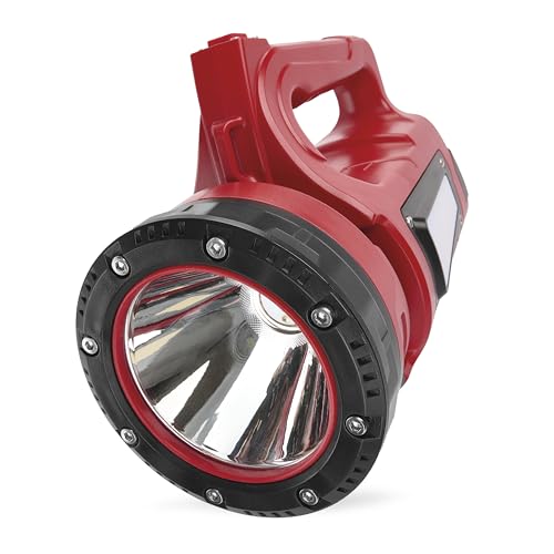 EMOS LED Akku-Handscheinwerfer für Außen mit Tragegurt und Ständer, superhell 1000lm, 500m Leuchtweite, 10-22h Leuchtdauer, IP44 wasserdicht, schlagfest, 3 Separate Lichtquellen, inkl. USB-Ladekabel von EMOS