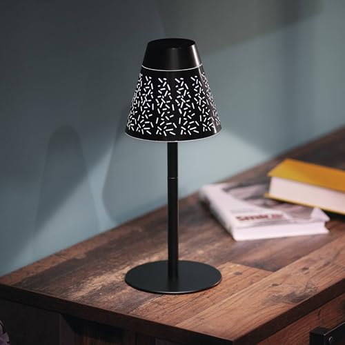 EMOS LED Akku-Tischlampe GRACE 4,2W, Helligkeit 80lm - wiederaufladbarer 2200mAh Li-Ion Akku mit 50h Leuchtdauer - Neutralweiß 4000K, dimmbar - 1,5m USB-C/A Ladekabel - schwarz von EMOS