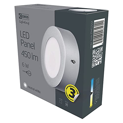 EMOS LED Deckenlampe 6W, runde Wand- und Deckenleuchte mit Driver, Durchmesser 120 mm, Ersatz für 40W Glühbirne, Lichtfarbe neutralweiß 4000 K, Helligkeit 450 lm, Schutzart IP20 von EMOS