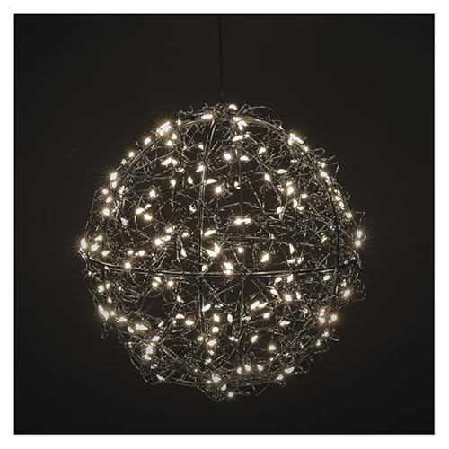 EMOS – LED-Drahtkugel mit 200 LEDs, warmweiß, Funkeln-Effekt – runde Dekoration zum Aufhängen & Aufstellen – 5 m Kabel inkl. Netzteil – Ø 20 cm Leuchtkugel für Haus und Garten – schwarz von EMOS