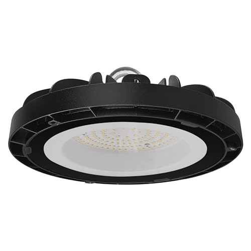 EMOS LED Hallenstrahler CORUS 83 W, IP65 wasserdichte Industrielampe mit 110° Abstrahlwinkel, 10 000 lm UFO Hallenbeleuchtung/High Bay Licht Neutralweiß 4000K, 50000 St. Leuchtdauer, 30cm Kabel von EMOS