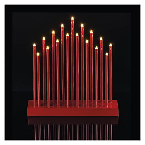 EMOS LED-Kerzenständer mit 17 Kerzen, Rot, Batteriebetrieben 3x AA, Innenbereich IP20, 6/18h Timer-Funktion, 28,5x26,5 cm von EMOS