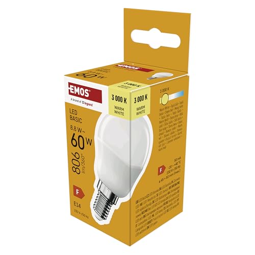 EMOS - LED-Lampe BASIC MiniGlobe - E14 Sockel - Warmweiß - 806 lm - 8,8W (Ersatz für 60W Glühbirne) - Lebensdauer 20 000 Stunden - Abstrahlwinkel 180° - CRI min. 80 von EMOS