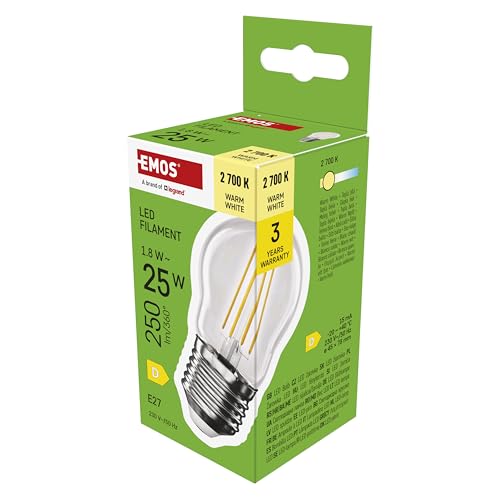 EMOS LED Lampe Edison MiniGlobe, 1,8W Ersatz für 25W Glühbirne, runde Vintage-Glühlampe mit E27 Sockel und Helligkeit 250 lm, Warmweiß 2700 K, 25000 h Lebensdauer, CRI > 80, 360° Abstrahlwinkel EMOS LED Lampe Edison MiniGlobe, 1,8W Ersatz für 25W Glühbirne, runde Vintage-Glühlampe mit E27 Sockel und Helligkeit 250 lm, Warmweiß 2700 K, 25000 h Lebensdauer, CRI > 80, 360° Abstrahlwinkel von EMOS