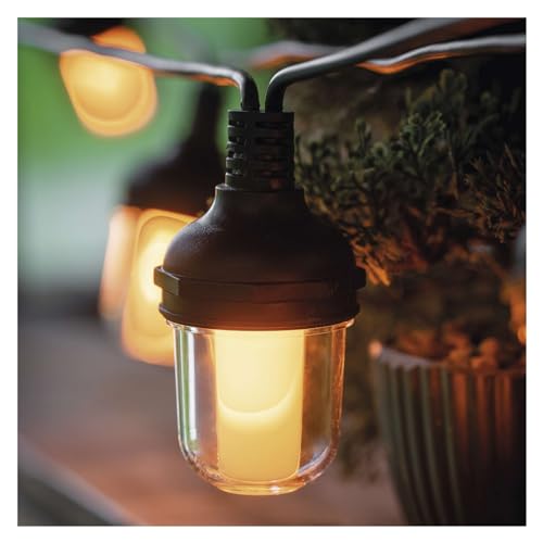 EMOS LED-Lichterkette extra warmweiß für Innen und Außen, 4,5m lange Partylichterkette mit 10 LED-Vintage-Lampen, 5m Anschlusskabel mit Netzteil, IP44 für Partys, Weihnachten, Deko, flackerndes Licht von EMOS