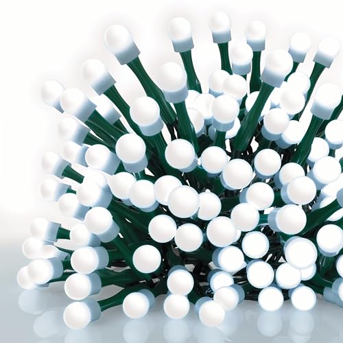 EMOS - LED-Lichterkette mit 200 LEDs in Kugelform, kaltweiß - 20m Weihnachtslichterkette für Partys, Weihnachten, Deko - 8 Lichtmodi, 6h Timer, Netzteil, 5m Zuleitung, grünes Kabel - für Haus & Garten EMOS - LED-Lichterkette mit 200 LEDs in Kugelform, kaltweiß - 20m Weihnachtslichterkette für Partys, Weihnachten, Deko - 8 Lichtmodi, 6h Timer, Netzteil, 5m Zuleitung, grünes Kabel - für Haus & Garten von EMOS