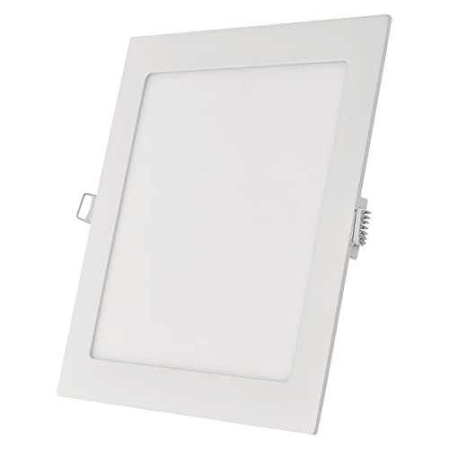 EMOS LED Panel 12,5 W, quadratische 1050 lm Einbauleuchte, Deckenleuchte in Weiß mit Durchmesser 17 cm, extra flach, Einbautiefe 2,1 cm, Lichtfarbe neutralweiß 4000 K, inkl. LED-Treiber von EMOS