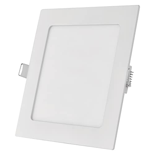 EMOS LED Panel 18 W, quadratische 1600 lm Einbauleuchte, Deckenleuchte in Weiß mit Durchmesser 22,5 cm, extra flach, Einbautiefe 2,1 cm, Lichtfarbe neutralweiß 4000 K, inkl. LED-Treiber von EMOS