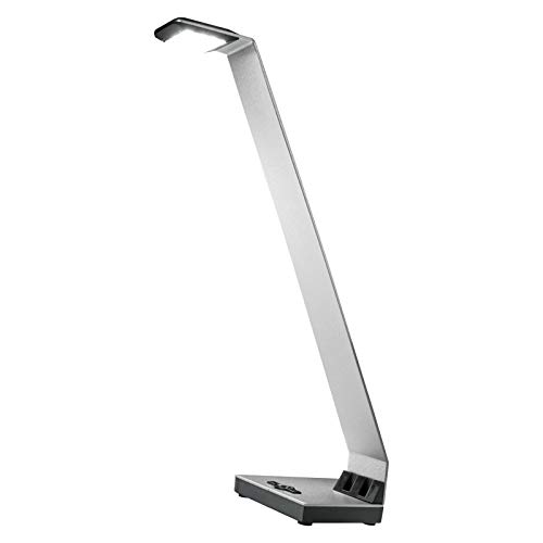 EMOS LED Schreibtischlampe ALVIN, neutralweiß, sparsame 3W Tischleuchte mit 200lm Helligkeit/Metall Nachttischlampe mit Netzteil/silberne Leselampe, 4000K, Augenschutz, Z7607S von EMOS