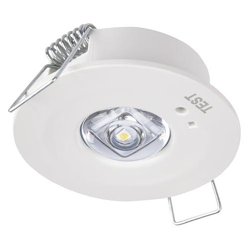 EMOS - LED-Sicherheitsleuchte ORSU 1W mit 2 Linsen und Akku - Antipanikbeleuchtung mit Auto-Testfunktion - 3 Std. Notfall-Modus - Einbaumontage - kaltweißes Licht - für Innenbereich - weiß von EMOS