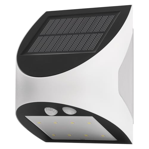 EMOS - LED Solarlampe LUMI für Außen mit Bewegungsmelder - Solar Wandleuchte für Haus/Garten mit Ambient-Licht - Sensor-Reichweite 5m/120° - 2 Lichtmodi, Helligkeit max. 240lm, Neutralweiß - weiß von EMOS