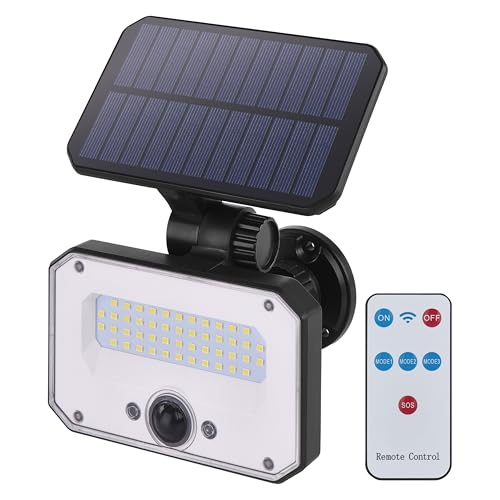 EMOS - LED Solarlampe SPILO für Außen mit Bewegungsmelder und Fernbedienung - Solar Wandleuchte für Haus/Garten - Sensor-Reichweite 6m/120° - 4 Lichtmodi, Helligkeit max. 1500lm, Neutralweiß - schwarz von EMOS