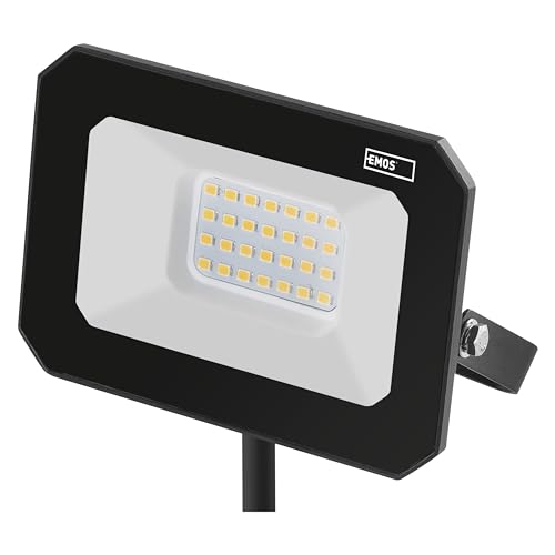 EMOS LED Strahler SIMPO 20 W, IP65 wasserdichtes Flutlicht für Feuchtraum oder Außen, superhell 2000 lm, Neutralweiß 4000 K, Lebensdauer 25 000 Stunden, inkl. 20 cm Anschlusskabel von EMOS