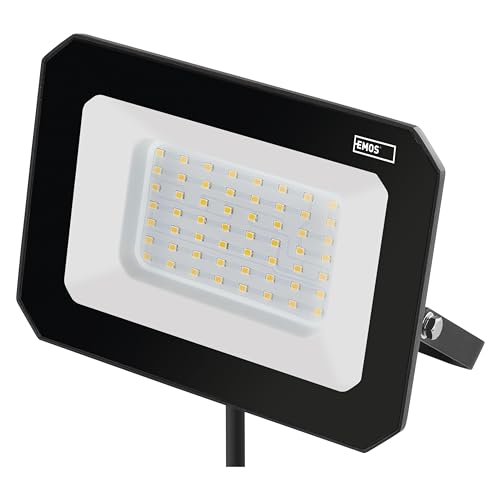 EMOS LED Strahler SIMPO 50 W, IP65 wasserdichtes Flutlicht für Feuchtraum oder Außen, superhell 5000 lm, Neutralweiß 4000 K, Lebensdauer 25 000 Stunden, inkl. 20 cm Anschlusskabel von EMOS