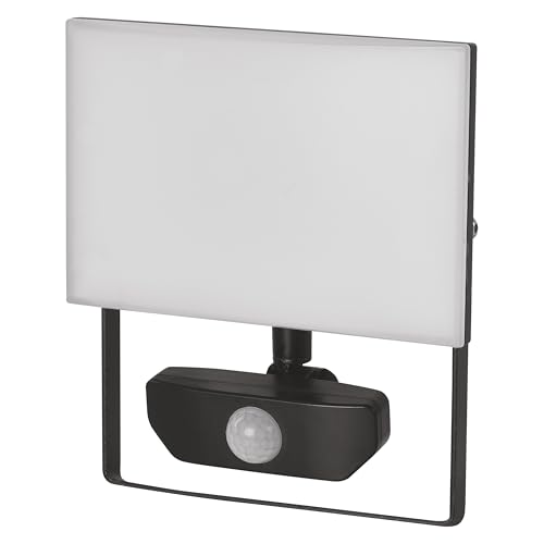 EMOS - LED-Strahler Tambo mit Bewegungsmelder - dünnes Aluminium Flutlicht - wasserdicht - neutralweiß (4000 K) - 3000 lm - 30 W - 25 000 Std. - Abstrahlwinkel 120° - für Außenbereich - schwarz von EMOS