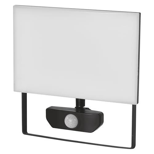 EMOS - LED-Strahler Tambo mit Bewegungsmelder - dünnes Aluminium Flutlicht - wasserdicht - neutralweiß (4000 K) - 5000 lm - 50 W - 25 000 Std. - Abstrahlwinkel 120° - für Außenbereich - schwarz von EMOS