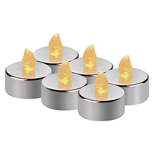 EMOS LED-Teelichter silber, 6 Stück flammenlose Kerzen mit Flacker-Effekt, Dekoration für Weihnachten, Weihnachtsbaum, Allerheiligen, IP20 für Innen, mit Batterie, warmweiß DCCV12 von EMOS