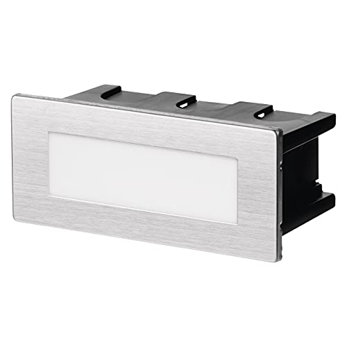 EMOS LED Treppenbeleuchtung für Außen, Orientierungs-Einbauleuchte, Neutralweiß (4000K), Nacht-Stufenbeleuchtung 1,5W, 220–240V, Abmessungen (Einbauloch 113x43x65mm), 12,3 x 5,3 x 6,1 cm von EMOS
