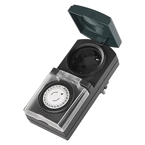 EMOS - mechanische Outdoor Zeitschaltuhr mit Schuko-Steckdose - 48 Zyklen je 30 Minuten - 3680W - ideal zur Steuerung von Bewässerungssystemen und Weihnachtsdekorationen - IP44 für Außenbereich - weiß von EMOS