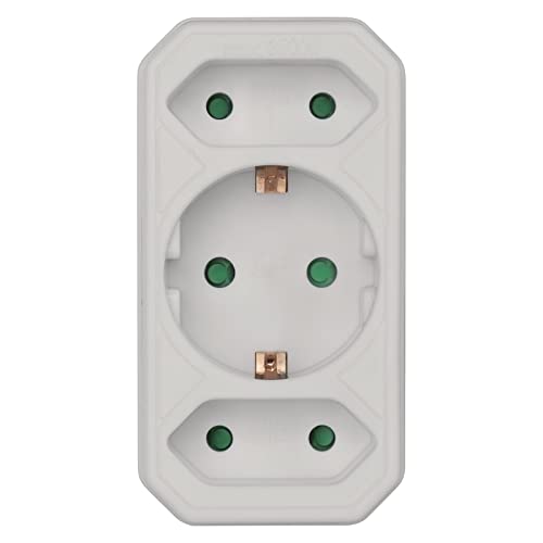 EMOS GES-073 3-Fach Steckdosenadapter Weiß, Multistecker 2X Euro-/1x Schutzkontakt Steckdose, 250 V von EMOS