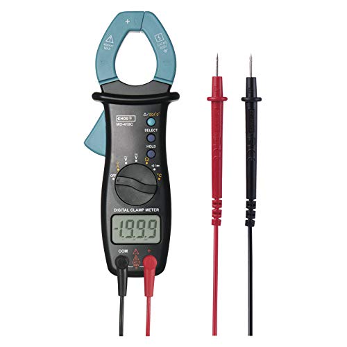 EMOS Digitaler Zangenmultimeter mit Ledertasche und Display, AC, DC Clamp Meter, Spannungsprüfer, Volttester, Spannungstester, Multimeter mit Memory, Messspitzen und Batterien von EMOS