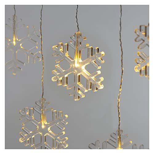 EMOS Mini Lichtervorhang mit 8 Schneeflocken, LED-Lichterkette mit Wintermotiv, Warmweiß, Lichtergirlande 84cm + Netzteil, Leuchtdauer 10.000 h, IP44 für Innen und Außen, für Party, Weihnachten von EMOS