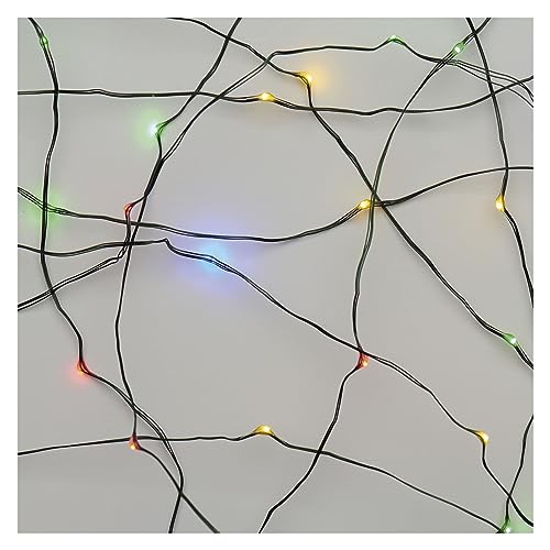 EMOS Multicolor Nano-Lichterkette für Innen und Außen (IP44), 15m lange LED-Weihnachtslichterkette NANO für Partys, Weihnachten, 6 Stunden Timer Funktion, Netzteil und Transformator, grünes Kabel von EMOS