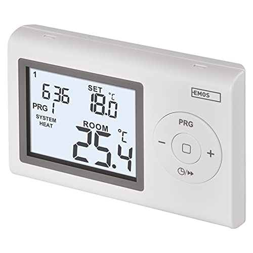 EMOS digitaler Raumthermostat, programmierbarer Wandthermostat für Heizung und Kühlungssysteme, Thermostat / Raumtemperaturregler mit Frostschutz, drahtverbunden zur Aufputzmontage 12 x 2,6 x 7,8 cm von EMOS