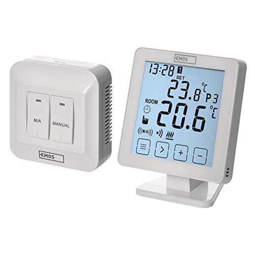 EMOS P5623 WiFi Raumthermostat/Programmierbarer Smart Thermostat für Heizung, Heizungssysteme, Wasserheizung und Kühlungssysteme/Raumtemperaturregler mit App Steuerung Ios/Android, 15 x 96 x 96 mm von EMOS