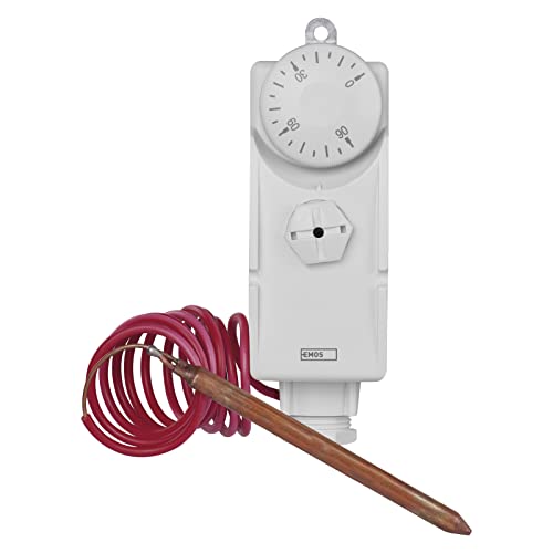 EMOS Thermostat mit Kapillarsensor, analog, Temperaturregler für Heizung, Heizungssysteme, Wasserheizung und Kühlungssysteme, 38 x 54 x 105 mm, Weiß von EMOS